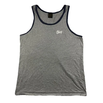 OBEY Tank Top Large Men’s  Navy Gray Made In Mexico Sleeveless Muscle Shirt - Image 1 of 4