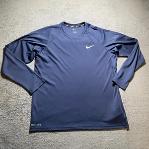 Nike Dri-Fit Langarmshirt Large Blau Herren Sport Schwimmen Oberteil - Bild 1 von 10