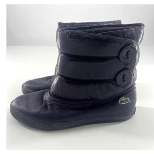 Lacoste Ankle Boots Womens Size 6 Purple Button Winter Ski Warm Preppy Rare - Picture 1 of 12