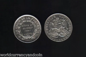 BOLIVIA 50 CENTAVOS 1900 SILVER 1/2 KM MONOGRAM SCARCE LATINO BOLIVIANO COIN - Picture 1 of 1