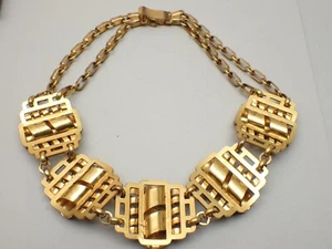Collar Gargantilla Modernista Metal Dorado De Colección Diseñador Pasarela Alta Costura Declaración - Imagen 1 de 17