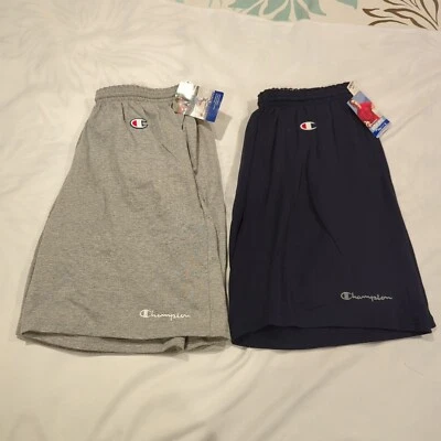 Lot Of 2 NWT, Champion Cotton Jersey Shorts with Pockets NAVY, OXFORD GREY  XXL - Image 1 of 4
