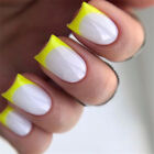 Stylish Yellow French False Nail Short Square Press on Nails for Nail Art 24pcs