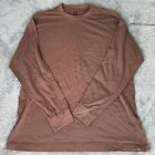 Uniqlo Mens Heattech 3XL Long Sleeve Crew Neck T Shirt Solid Casual Travel Brown