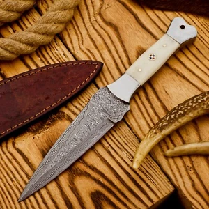Cuchillo hecho a mano único, cuchillo de bota de caza Damasco, cuchillo de daga, cuchillo de 9,0" - Imagen 1 de 8