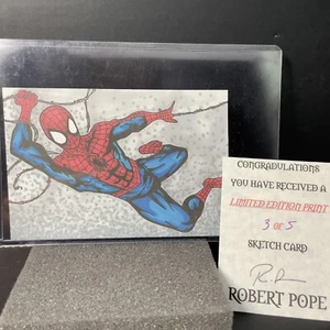 Amazing Spider Man Comic Sketch Card #3/5 LEP Rare Artist Signature -Robert Pope - Picture 1 of 12