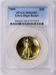 2009 Saint Gaudens $20 Ultra High Relief 24K Gold 1 Ozt - PCGS MS69PL + Booklet - Picture 1 of 4