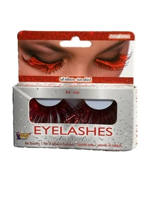 Pestañas rojas 1 par de pestañas adhesivas - oropel tamaño adulto Halloween Foto 1 de 4