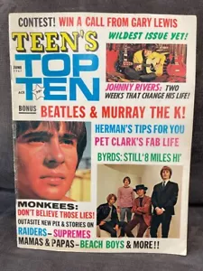 TEEN'S POP TEN MAGAZINE THE BEATLES THE MONKEES THE BYRDS BEACH BOYS JUNE 1967 - Picture 1 of 6