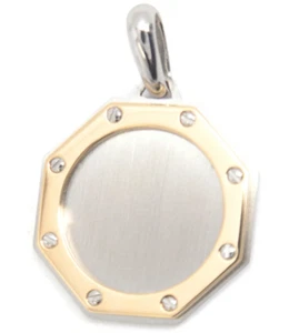 Cartier Santos 100 Pendant Top Charm Stainless steel & 18K Yellow Gold 750 Auth - Picture 1 of 8