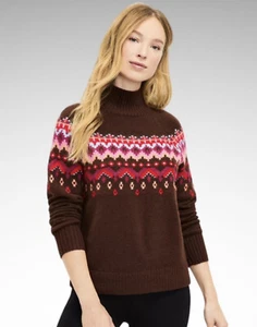 Maglione manica lunga finto collo Lou & Gray Fair Isle nuovo con etichetta, taglia S - Foto 1 di 13
