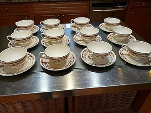 20 Piece HOMER LAUGHLIN EGGSHELLL GEORGIAN BELMONT RED COFFEE TEA CUPS & SAUCERS - Picture 1 of 8