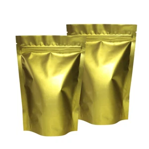 100 Pcs Matte Gold Aluminum Mylar Foil Zip Seal Lock Food Packaging Bags 4.7x7" - Picture 1 of 6