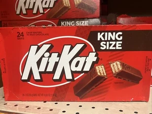 Kit Kat Milk Chocolate Wafer King Size Candy, Bars 3 oz, 24 Count Exp 07/2025 - Picture 1 of 4