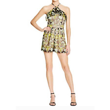 FOXIEDOX NWT Anthropologie Lacy Yellow Floral Halter Top Romper Size XS