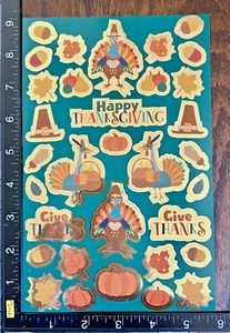 HERMOSAS PEGATINAS REGALO DE GRACIAS, OTOÑO, PAVO, CALABAZAS, MAÍZ, UNA HOJA #FAL08 - Imagen 1 de 2