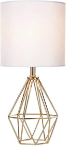 Gold Modern Hollow Out Base Bedroom Small Table Lamp,Bedside Nightstand Lamp wit