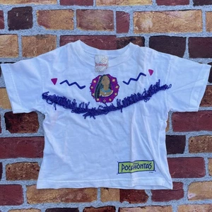 Vintage Disney Pocahontas Shirt Girls Small Fringe Graphic Movie Tee 90s - Picture 1 of 13