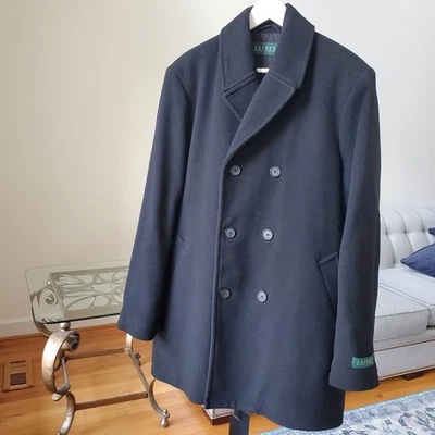 Chaquetón Lauren Ralph Lauren para hombre negro mezcla de lana forro acolchado talla 42L nuevo Foto 1 de 4