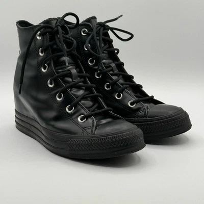 CONVERSE WOMENS CHUCK TAYLOR ALL STAR CLASSIC LEATHER WEDGE SNEAKER Size 9.5 - Image 1 of 4