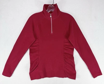 Butter Fleece 1/4 Zip Soft Pullover Womens Medium Red Long Sleeve Sweatshirt Top - Image 1 of 4