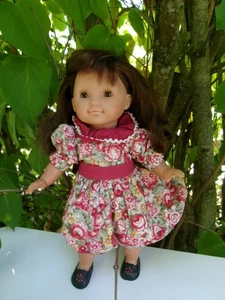 Poupée Corolle 2004 fille brune cheveux long 36 cm robe rouge à fleur chaussures - Picture 1 of 7