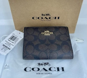 COACH Bifold Snap Wallet In Signature Canvas Brown/ Black - CW803 Brand New - Bild 1 von 14