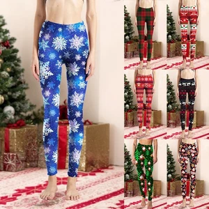 Weihnachts-Hose Damen Drucken Fitness Sport Leggings Leggins Jeggings Treggings - Bild 1 von 30