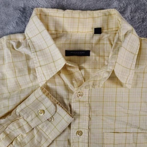 Burberry London Yellow Blue Plaid Long Sleeve Button Up Shirt Men's Size Large - Picture 1 of 12