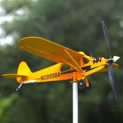 Yellow Piper J3 Cub Airplane Weather Vane Aircraft Weather Vane Plug Decor New - Image 1 of 4