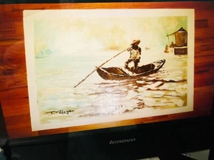 Original Impressionist Ölgemälde auf Leinwand signiert, ungedehnte Meereslandschaft  - Bild 1 von 7