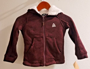 Reebok Girls' Little Active Sweater Fleece with Sherpa Jacket Cranberry Size 5/6 - Picture 1 of 5