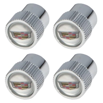 OEM NEW Valve Stem Caps Set of 4 Silver w/Crest Logo 12-18 ATS CTS 23473652 - Image 1 of 4