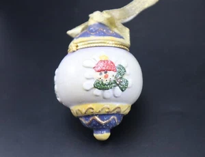 Ornament Shaped TRINKET BOX Snowmen Christmas Holiday - Picture 1 of 10