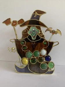 Halloween Witch Votive Candle Holder- Stained Glass Whimsical Witch. - Picture 1 of 12