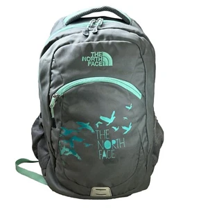 The North Face HAYSTACK Backpack Grey & Mint Green Laptop Hiking School Daypack - Picture 1 of 19