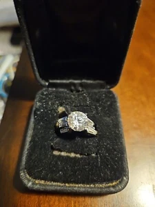 1.40CTW White OVAL Cut CZ Wedding SET STERLING Silver 3 RINGS / BAGETS ON BANDS - Picture 1 of 11