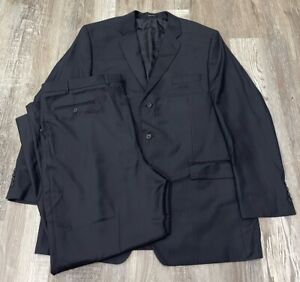Joseph Abboud Mens Pinstripe Wool 2 Button Suit Sz 48L Wst 42x31 Navy