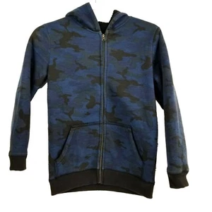 Route 66 Boy's Size L 10-12 Fleece Lined Hooded Jacket Blue Camo - Picture 1 of 8