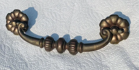 French Provincial Brass Bronze Antique Hardware Vintage Drawer Pull 4 3/4”center Cover
