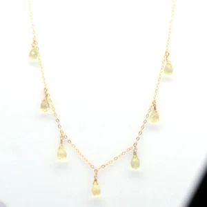 Unheated Gemstone Lemon Yellow Quartz Necklace 16.5" 925 Silver Sterling - Picture 1 of 5