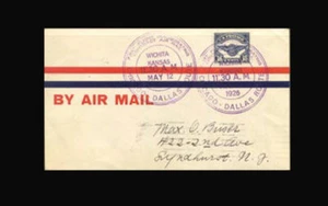 US Air Mail Stamp-Used, XF S#C5 1926 1st contract flight from Wichita on Chicago - Picture 1 of 2