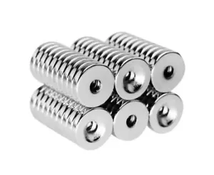 10x Neodym Magnete mit Loch Bohrung Senkung 16mm 6KG zum schrauben Scheibe Rund - Bild 1 von 3