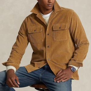 Polo Ralph Lauren Men's LS Corduroy Camp Collar Button Overshirt Classic Fit Tan - Picture 1 of 5