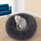 Dog Bed &amp; Cat Bed Round Plush Warming Cozy Soft Pet Beds for Kittens Puppy Grey