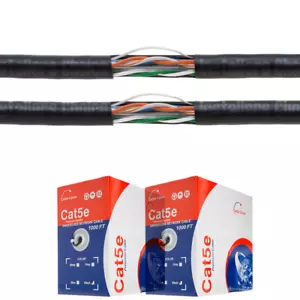 Set 2 Cat5e 1000 Fuß Outdoor Kabel Cat5 UV bewertet Direct Burial Ethernet Netzwerk - Bild 1 von 8