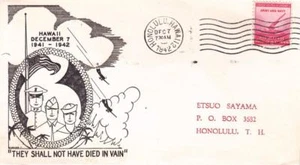 Honolulu a Honolulu, 7 de diciembre de 1942, cubierta patriótica de Sayama (C1785) - Imagen 1 de 1