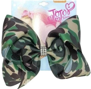Jojo 8" Bow Camouflage Camo Print with Rhinestones - Picture 1 of 1