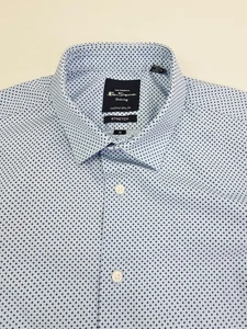 Camicia Ben Sherman sartoriale slim fit elasticizzata media 5-15,5 32/33 blu fantasia x - Foto 1 di 9