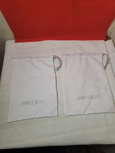 Jimmy Choo Kordelzug Staubbeutel Menge 2 für Reise Schuh Aufbewahrung 14” x 10” weiß - Bild 1 von 4